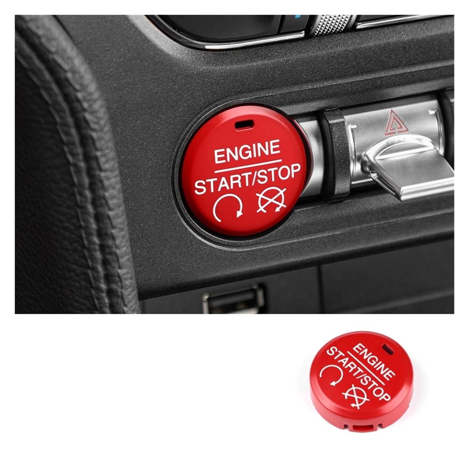 Interieur Zubehör Für Ford Für Mustang 2015 2016 2017 2018 2019 2020 2021 2022 2023 Kristall Auto Motor Start-Taste Zündung Abdeckung Autozubehör(Red) von Amxaqjc