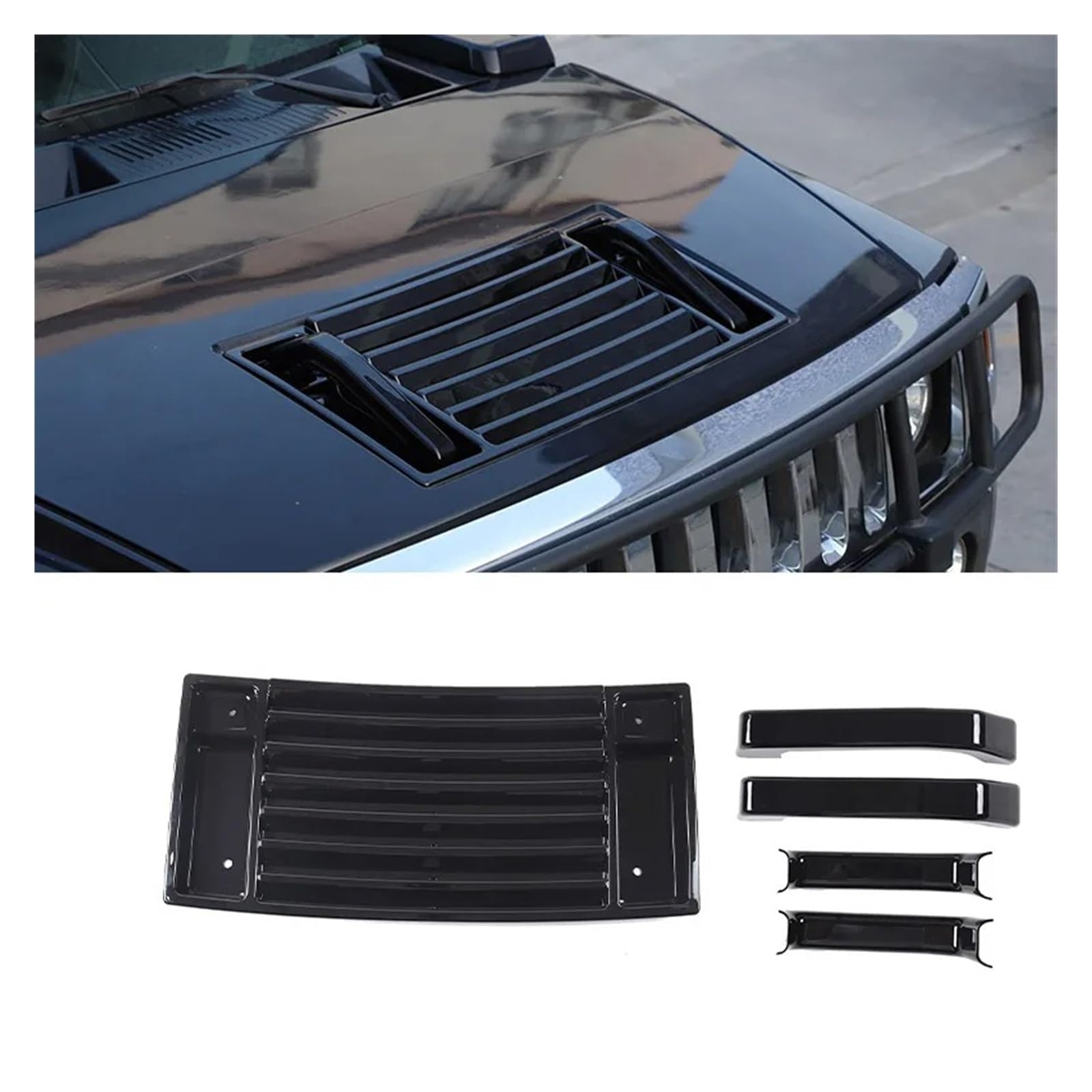 Interieur Zubehör Für Hummer H2 2003 2004 2005 2006 2007 2008 2009 ABS Haube Deck Vent Panel Griff Abdeckungen Trim Autozubehör(Black-5pieces) von Amxaqjc