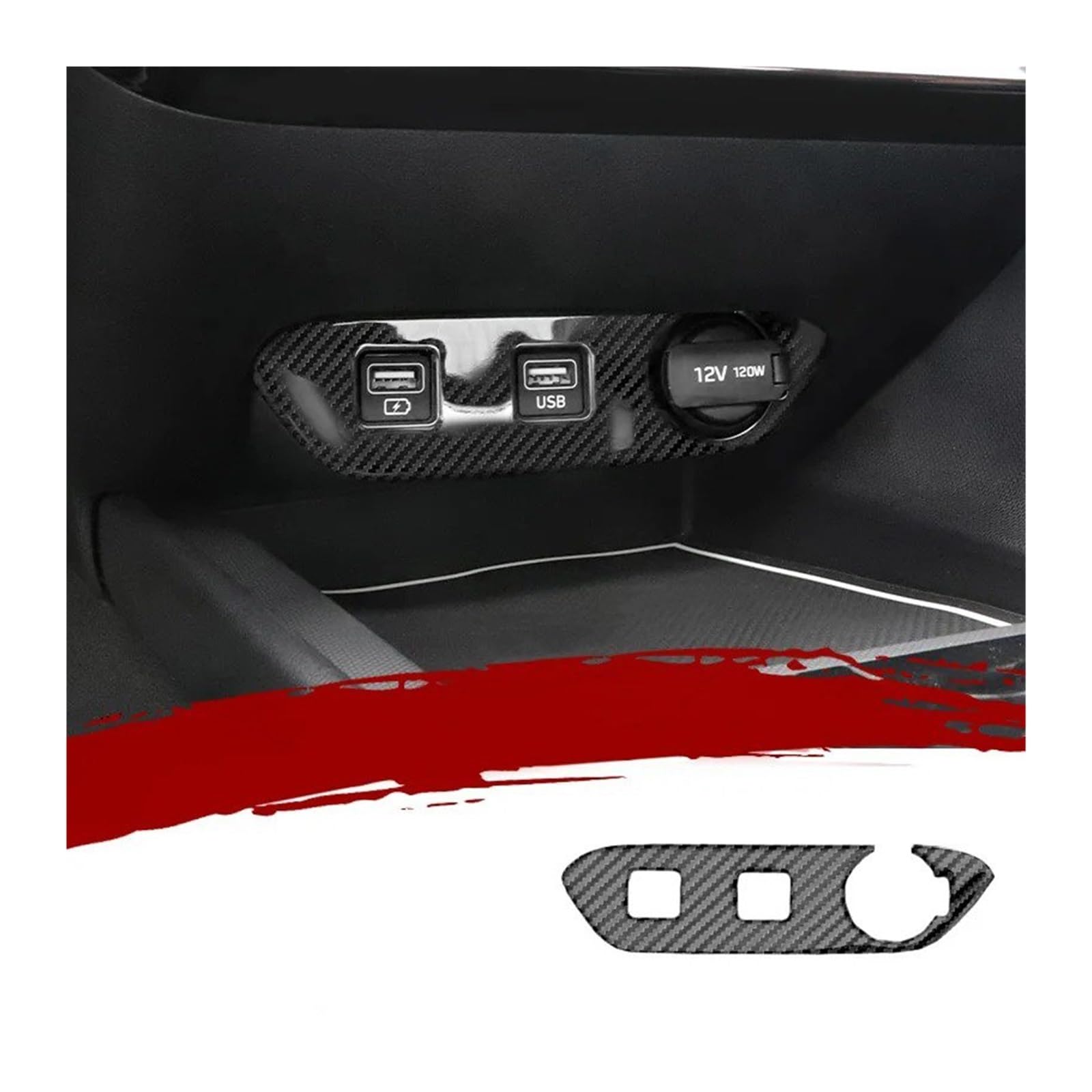 Interieur Zubehör Für Hyundai Für Elantra Für Avante I30 2021 2022 Auto Vorne Hinten USB Control Dashboard Center Lade Panel Trim Aufkleber Abdeckung Autozubehör(Front-Carbon) von Amxaqjc