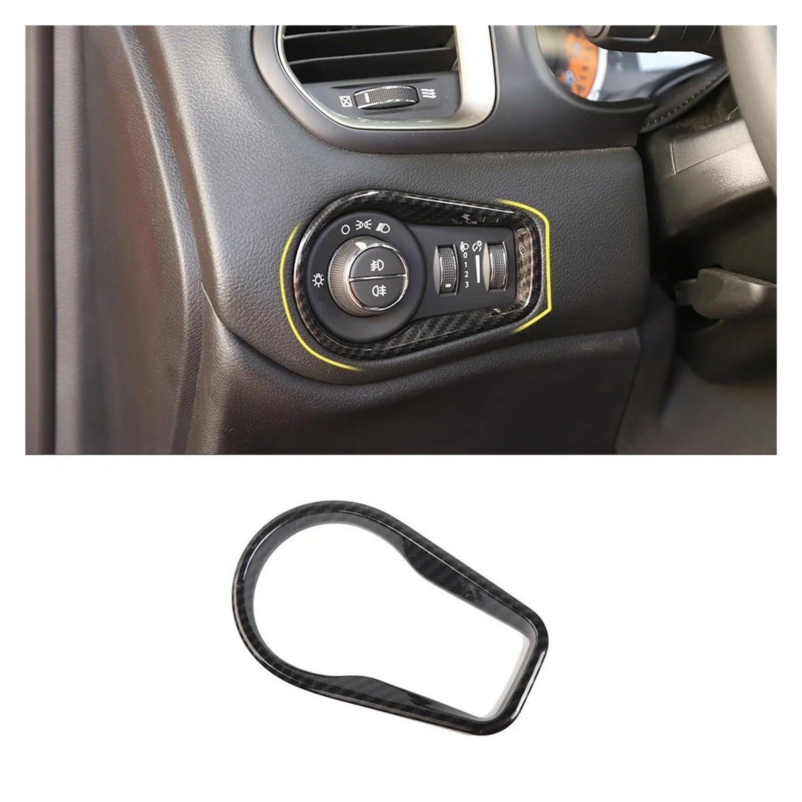 Interieur Zubehör Für Jeep Für Renegade Auto Innen Lenkrad Dekoration Getriebe Schutz Zentrale Steuerung ABS Abdeckung Aufkleber Autozubehör(Headlight switch) von Amxaqjc