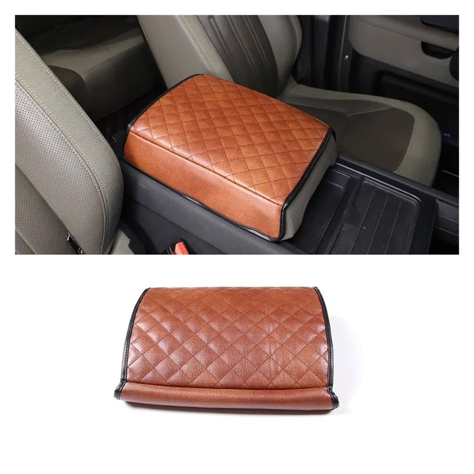 Interieur Zubehör Für Land Für Rover Für Defender 110 2020 2021 2022 2023 2024 Schwarze Baumwolle Autositz Armlehne Mittelkonsole Box Abdeckung Autozubehör(Style E brown) von Amxaqjc