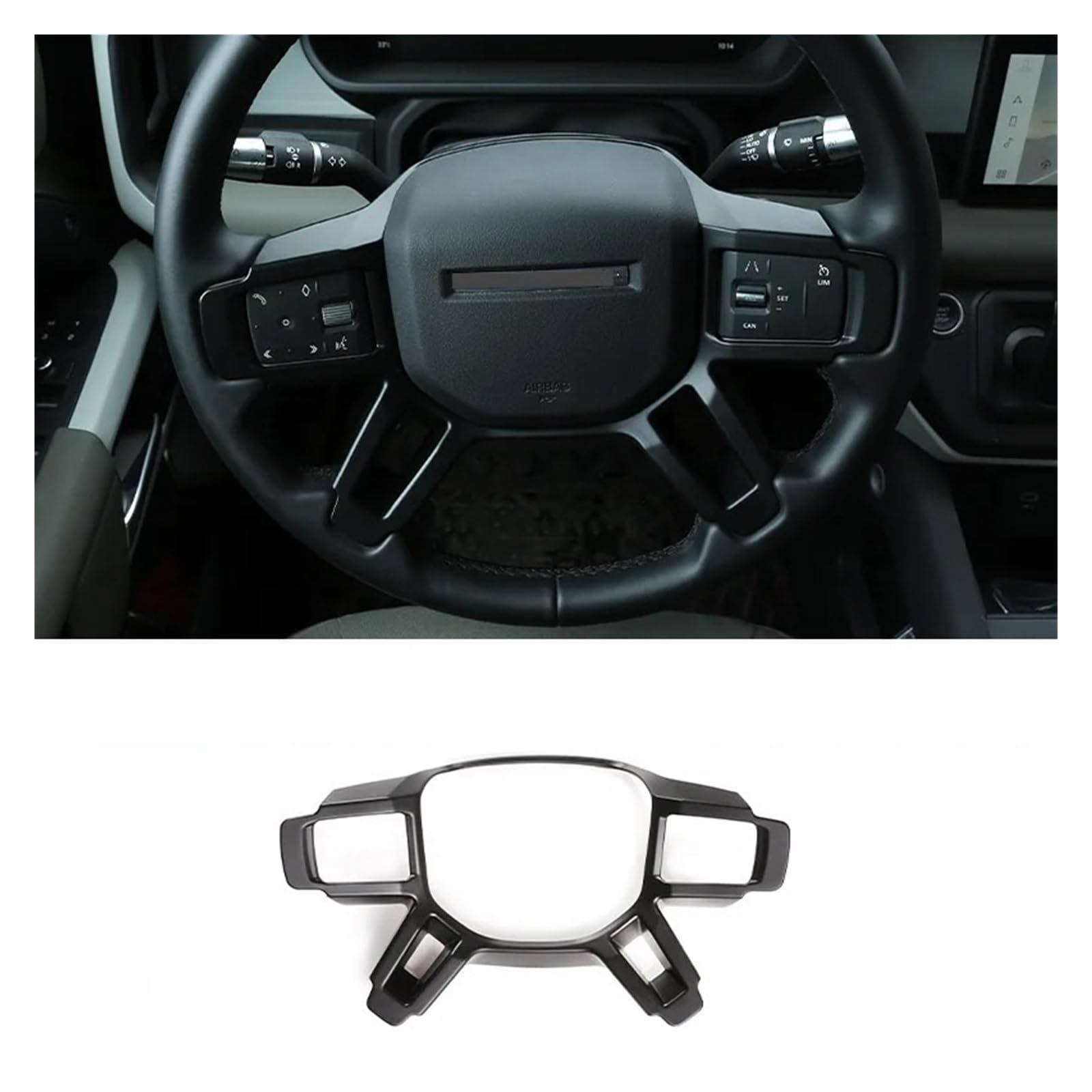 Interieur Zubehör Für Land Für Rover Für Defender 90 110 2020 2021 2022 2023 2024 Auto Lenkrad Dekorative Aufkleber Auto Zubehör Autozubehör(Matt Black) von Amxaqjc