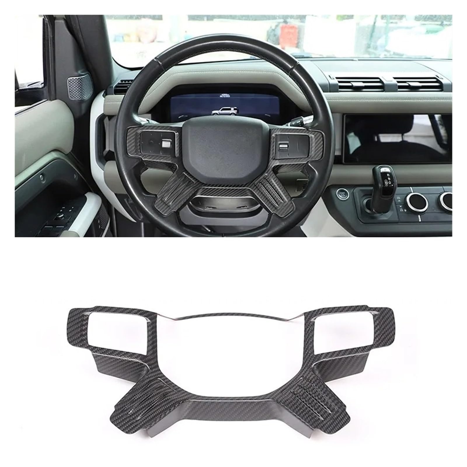 Interieur Zubehör Für Land Für Rover Für Defender 90 110 2020 2021 2022 2023 2024 Auto Lenkrad Dekorative Aufkleber Auto Zubehör Autozubehör(Matte Real carbon) von Amxaqjc