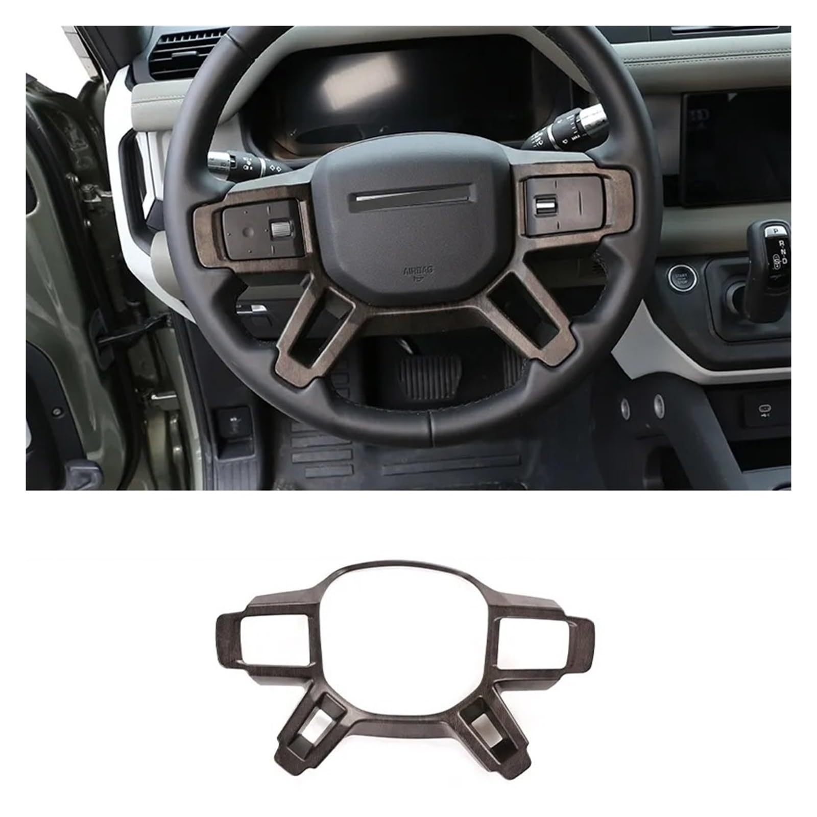 Interieur Zubehör Für Land Für Rover Für Defender 90 110 2020 2021 2022 2023 2024 Auto Lenkrad Dekorative Aufkleber Auto Zubehör Autozubehör(Oak wood grain) von Amxaqjc