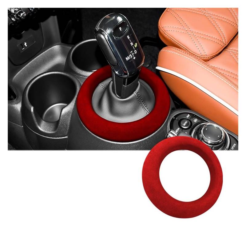 Interieur Zubehör Für Mini F54 F55 F56 F57 F60 2014-2022 Leder Auto Schalthebel Shift Panel Ring Abdeckung Innenverkleidung Autozubehör(Red) von Amxaqjc