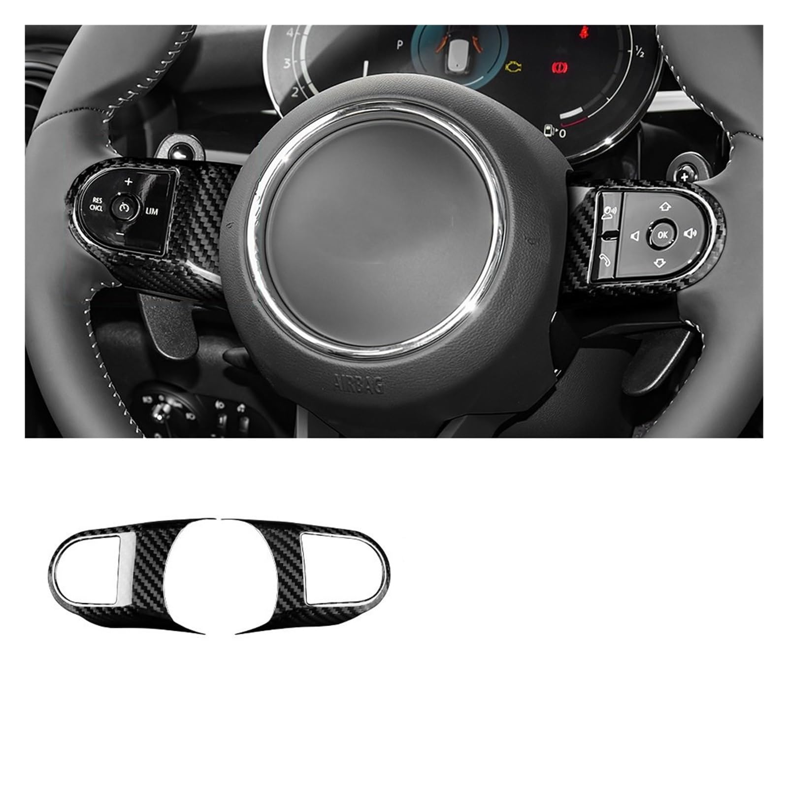 Interieur Zubehör Für Mini Für Cooper F55 F56 F60 2022 2023 Auto Lenkrad Knopfabdeckung Aufkleber Panel Carbon Fiber Interieur Autozubehör(Side cover A) von Amxaqjc