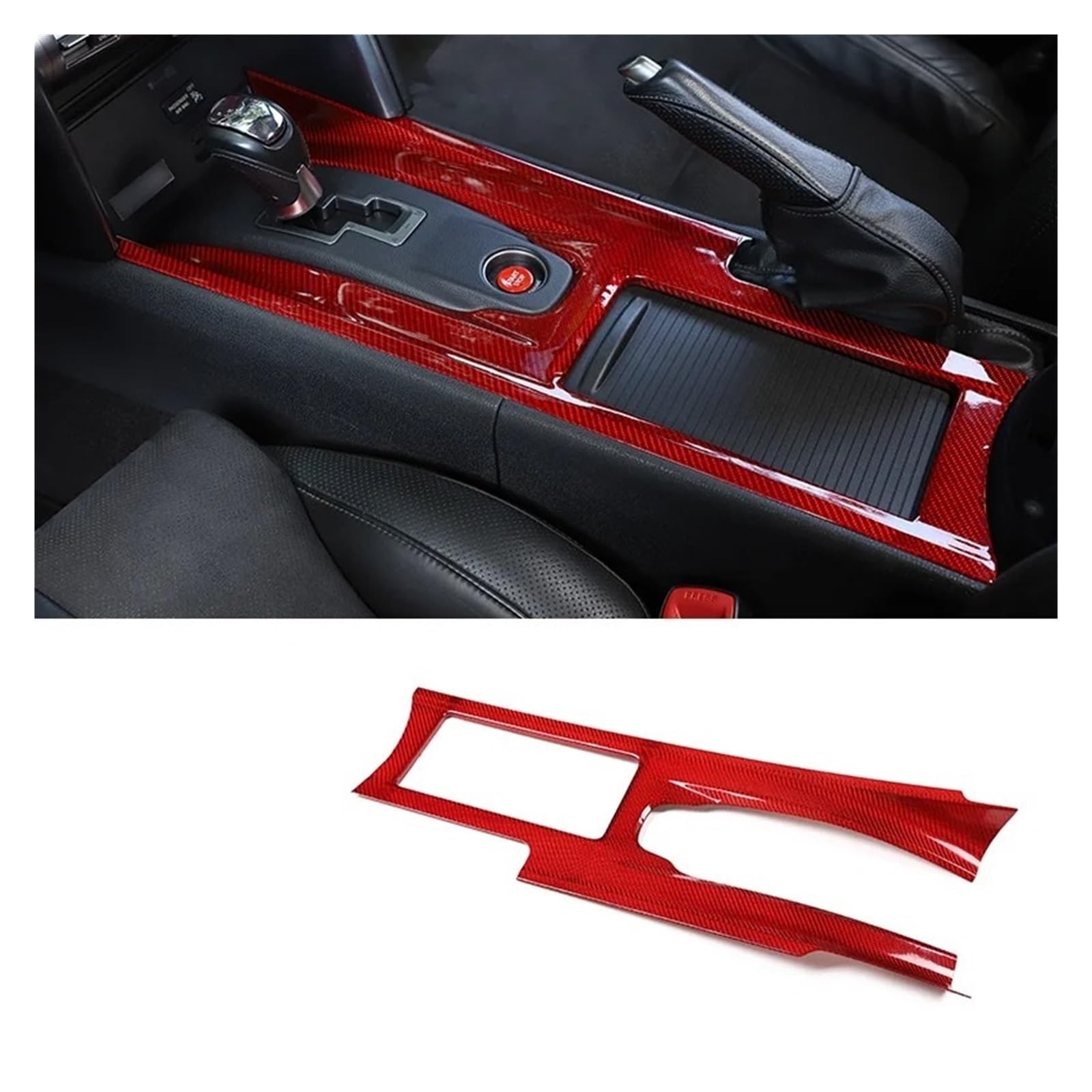 Interieur Zubehör Für Nissan Für GTR R35 2008-2016 Kohlefaser Auto Center Console Gear Panel Rahmen Dekoration Auto Innen Modellierung Zubehör Autozubehör(LHD Red) von Amxaqjc