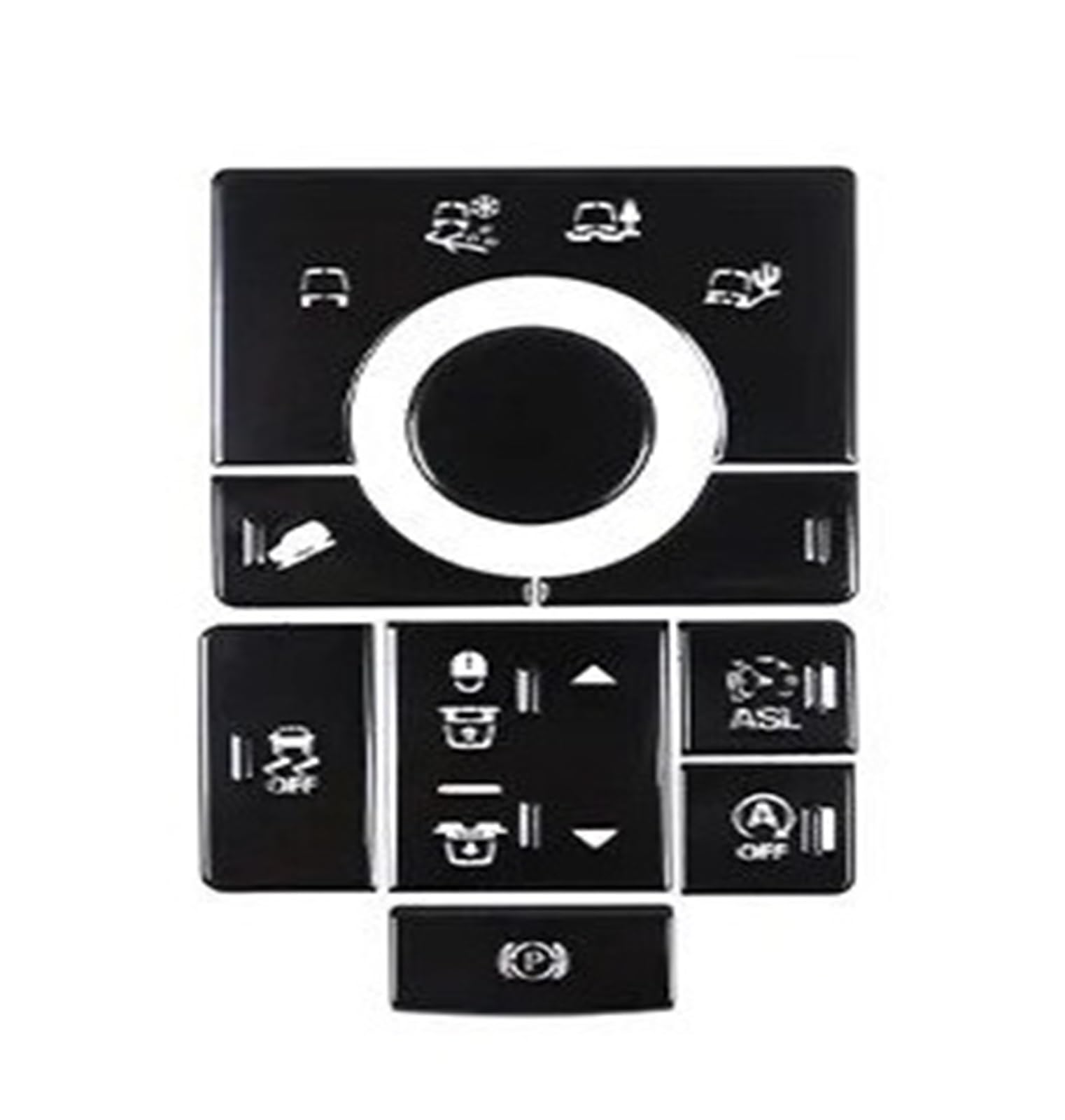 Interieur Zubehör Für Range Für Rover Sport 2014-2022 Aluminiumlegierung Auto Terrain Mode Button Aufkleber Dekoratives Zubehör Autozubehör(Style A Black) von Amxaqjc