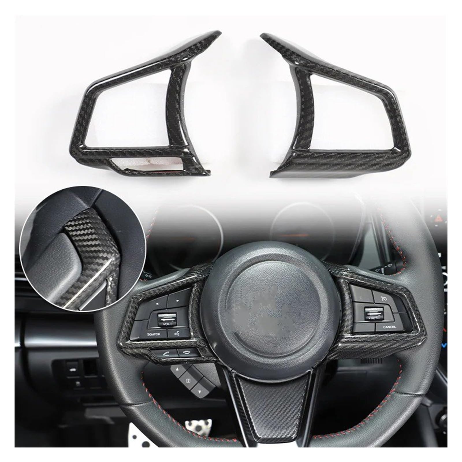 Interieur Zubehör Für Subaru Für WRX 2022 2023 2024 Auto Lenkrad Knopf Rahmen Abdeckung Aufkleber Trim Auto Innen Zubehör 2PCS Autozubehör(Style A) von Amxaqjc