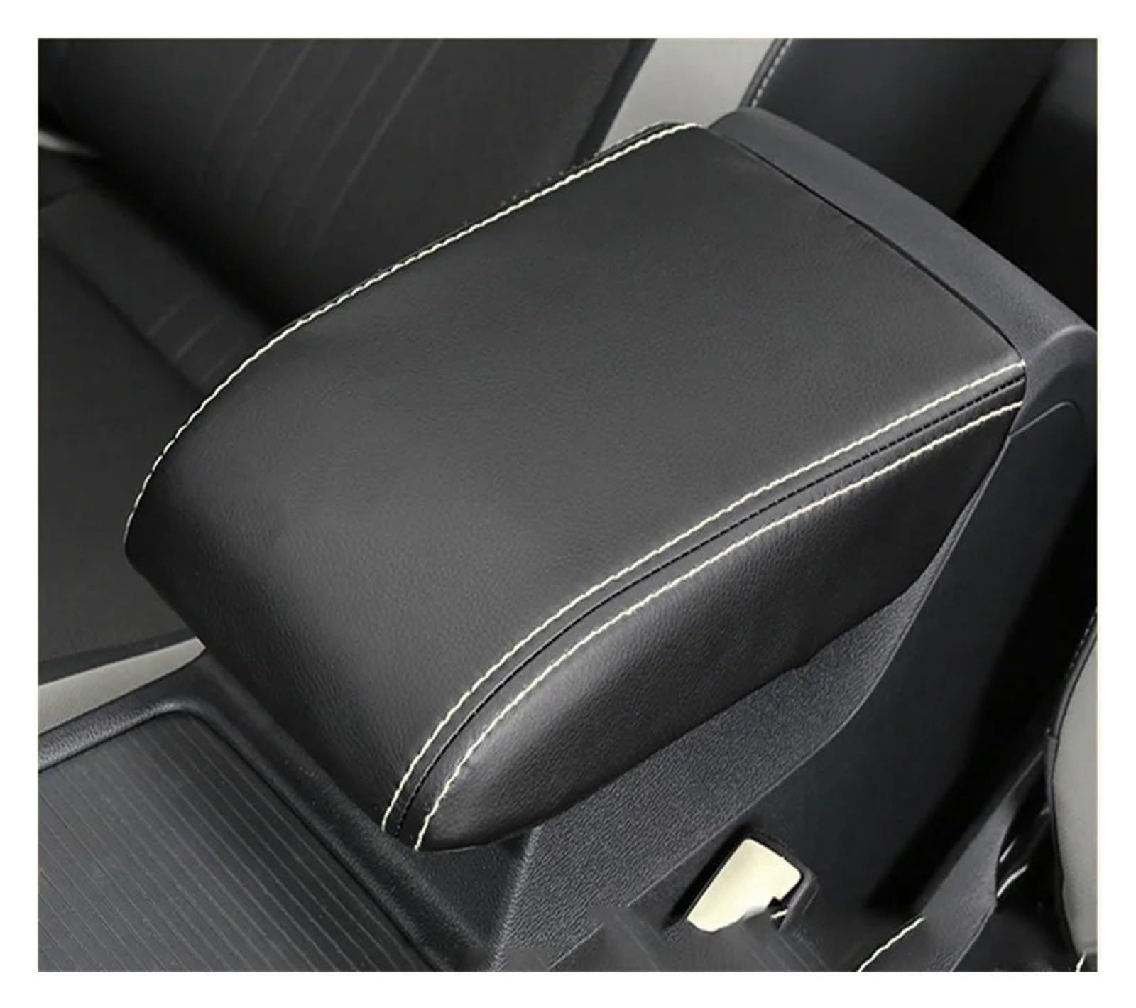 Interieur Zubehör Für VW Für Golf 8 MK8 2020 2021 2022 Auto Armlehne Konsole Abdeckung Kissen Unterstützung Box Top Matte Liner Matte Fall Autozubehör(Black Beigeline) von Amxaqjc