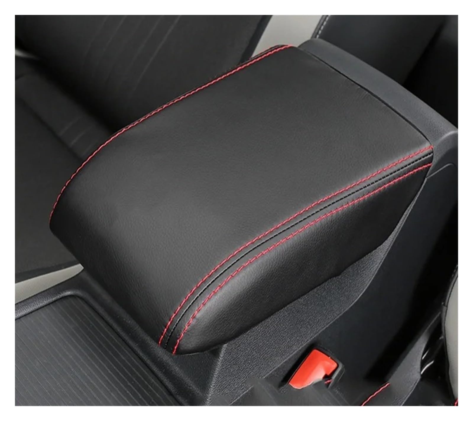 Interieur Zubehör Für VW Für Golf 8 MK8 2020 2021 2022 Auto Armlehne Konsole Abdeckung Kissen Unterstützung Box Top Matte Liner Matte Fall Autozubehör(Black Redline) von Amxaqjc