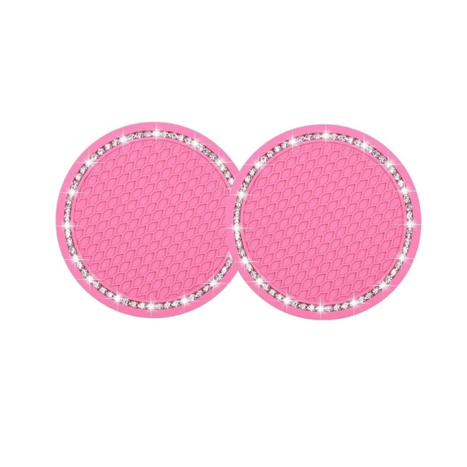 Interieur Zubehör Universal 2 STK 7cm PVC Getränkehalter Matte Auto Untersetzer Pad Getränkehalter Matte Strass Auto Innenausstattung 2Stk Autozubehör(Pink) von Amxaqjc