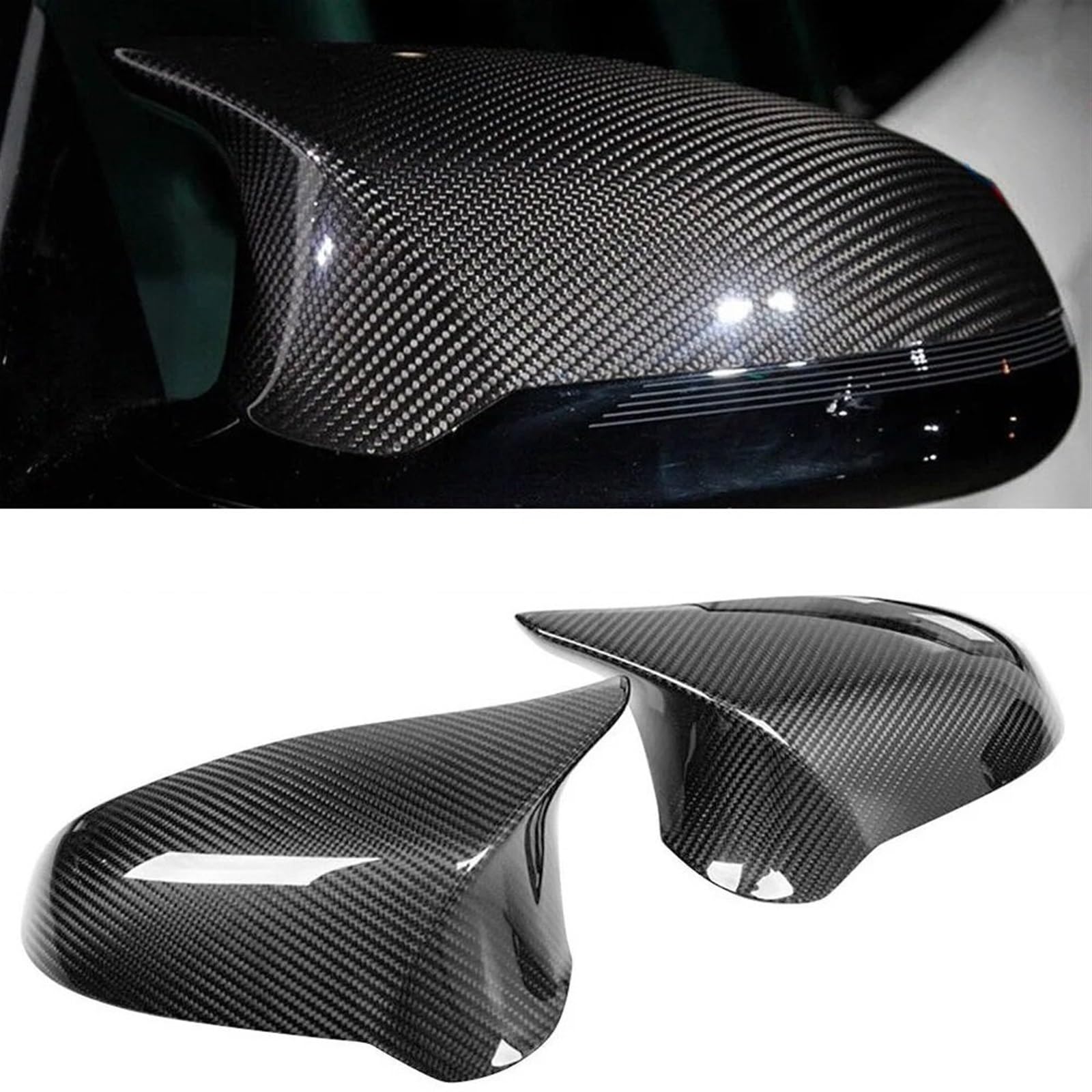 Spiegelkappen Für M3 F80 M4 F82 F83 2015-2019 LHD Real Carbon Fiber Rückspiegel Seite Spiegel Abdeckung Flügel Kappe Fall Auto Spiegelkappen von Amxaqjc