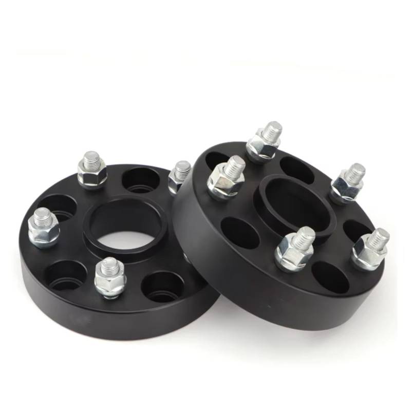 Spurverbreiterungen Für Dacia Für Duster M12x1,5 5 Lug 2 Stück 15/20/25/30/35mm Rad spacer Adapter PCD 5x114,3 66,1mm Distanzscheiben Set(50mm black) von Amxaqjc