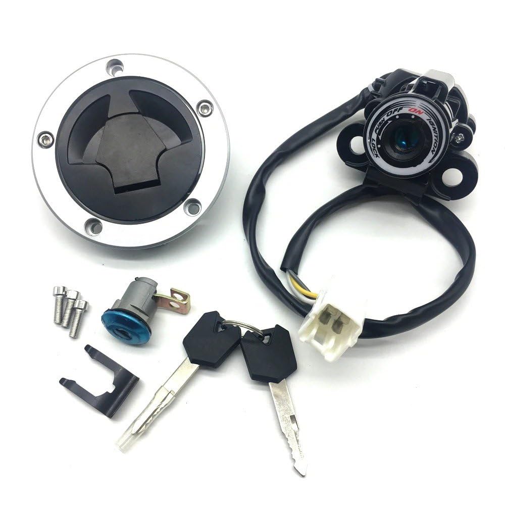 Zündschloss Für Kawasaki Für Ninja ZX6R/636 2013-2018 Motorrad Zündschloss Kraftstoff Tankdeckel Lock Key Kit Motorrad Zuendschloss von Amxaqjc