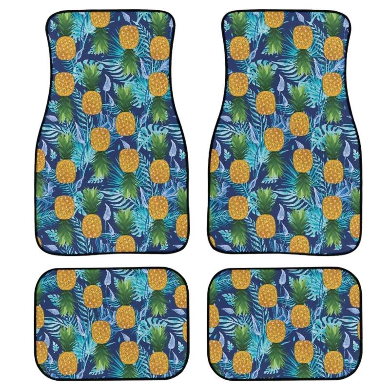 Amzbeauty Gummi-Fußmatten mit Frucht-Ananas-Motiv, universelle Allwetter-Zierleiste, passend für Autos, SUVs, Limousinen, LKWs, 4 Stück von Amzbeauty