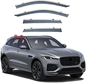 AnJWen Windabweiser für Jaguar F-PACE 2016–2022, belüftete Seitenfenster, Regenschutz, Zubehör, Wind-, Sonne- und Regenabweiser, 4 Stück von AnJWen