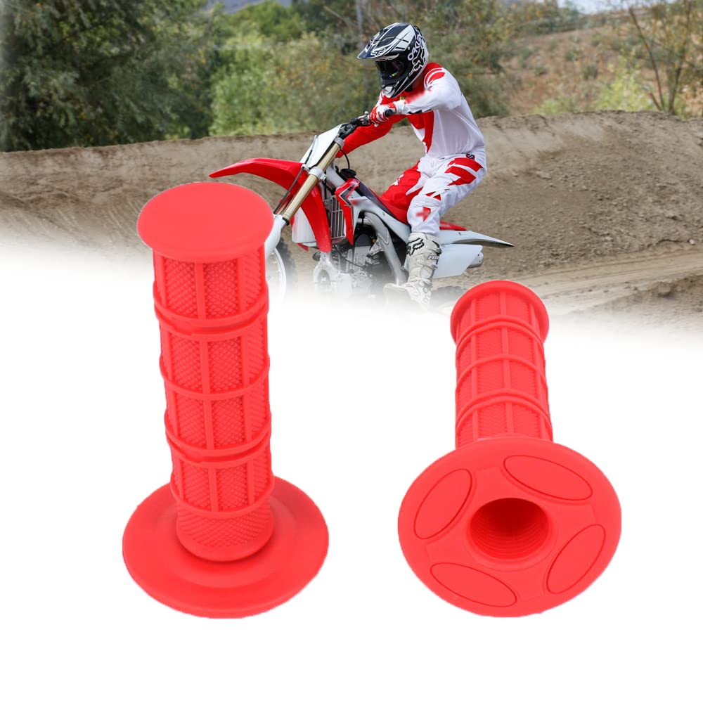 AnXin 22MM 7/8 "Universal Motorrad Lenker Griffe Anti-Rutsch-Gummi Motocross Gel Lenker End Griffe - 2Pc (Rot) von AnXin