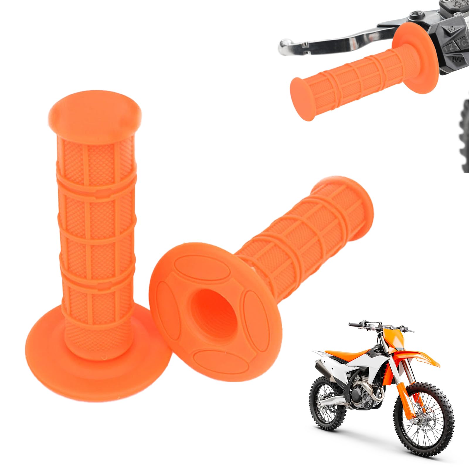 AnXin 22MM 7/8 "Universal Motorrad Lenkergriffe Anti-Rutsch-Gummi-Motocross-Gel-Lenkerende Griffe - 2Pc (Orange) von AnXin