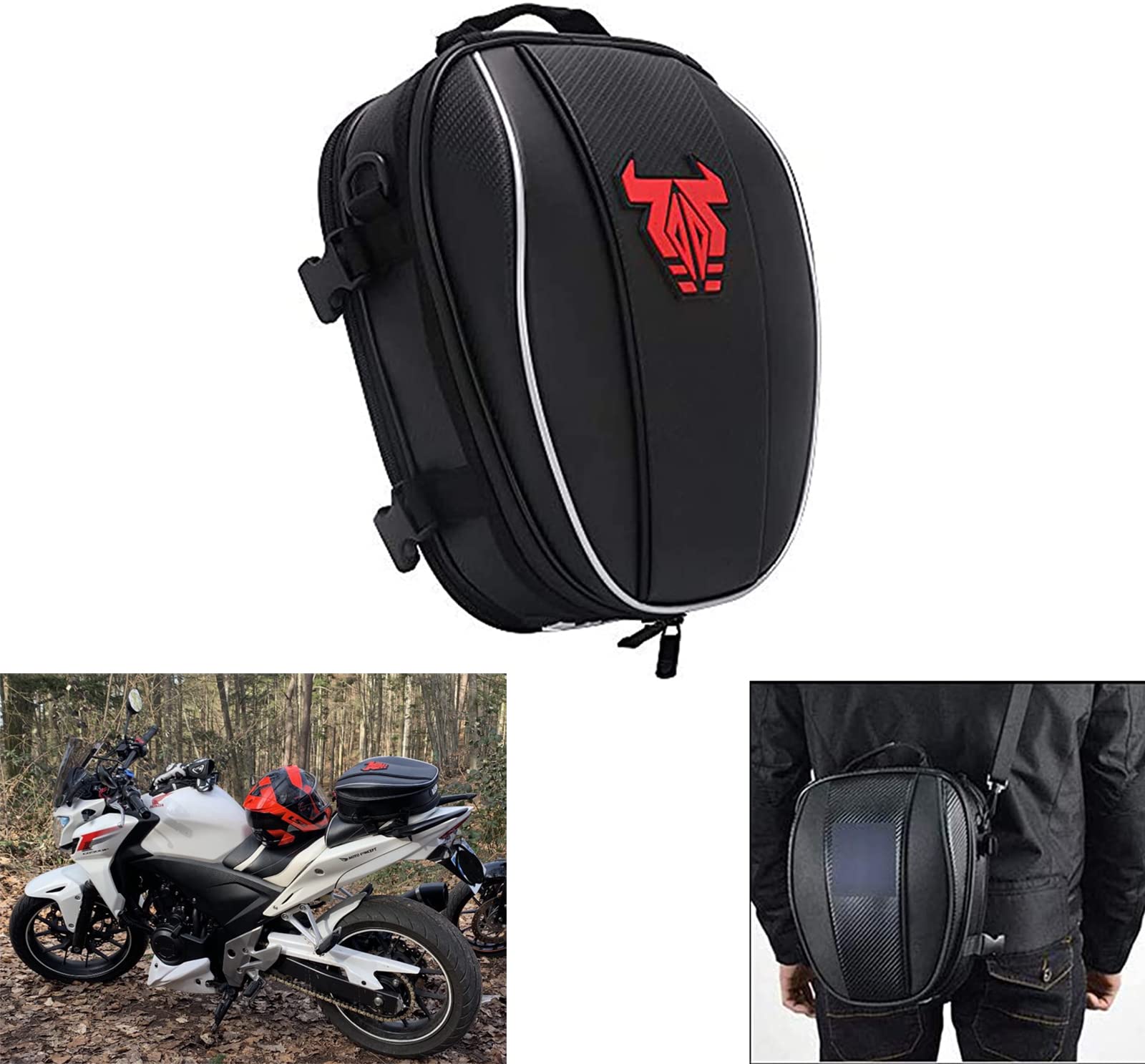 AnXin Motorrad-Hecktasche, wasserdichter Rucksack, Mikrofaser, Gepäcktasche, Sitztasche, Motorrad, multifunktionale Fahrradtaschen für Sportaufbewahrung, Rot von AnXin