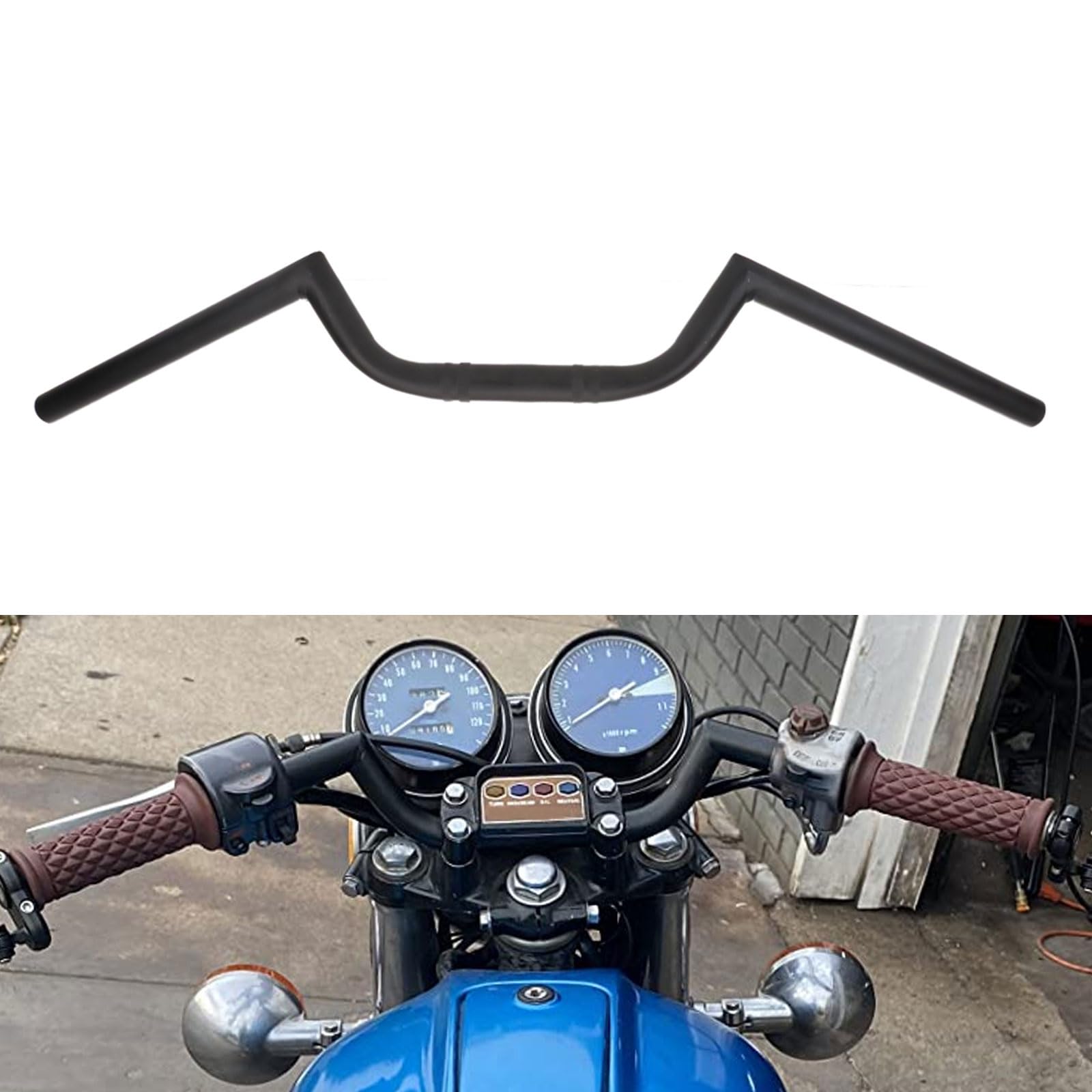 AnXin Motorrad-Lenker, 22 mm, universal, für Bobber, 22 mm, Schwarz von AnXin