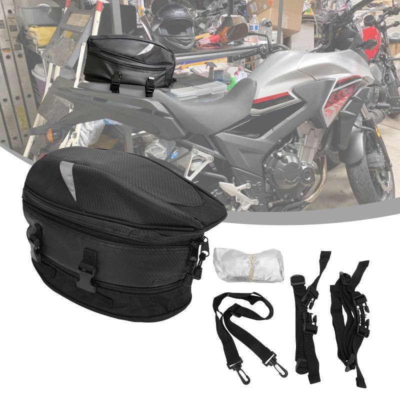 Motorrad Hecktasche Wasserdicht,Motorrad-Rücksitztasche,Multifunktionale PU Leder Motorradhelmtasche Aufbewahrungstasche Reitrucksack, 18,5 Liter von AnXin