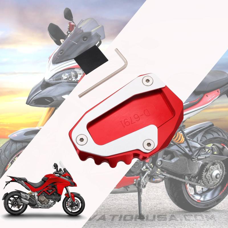 AnXin Universal Ständerstütze für Multistrada Motorrad-Seitenständer, CNC Fußstütze für Motorrad Ständer für ADV Multistrada 950 1100 1200 1200S 1200 DVT 2010–2014 – Rot von AnXin