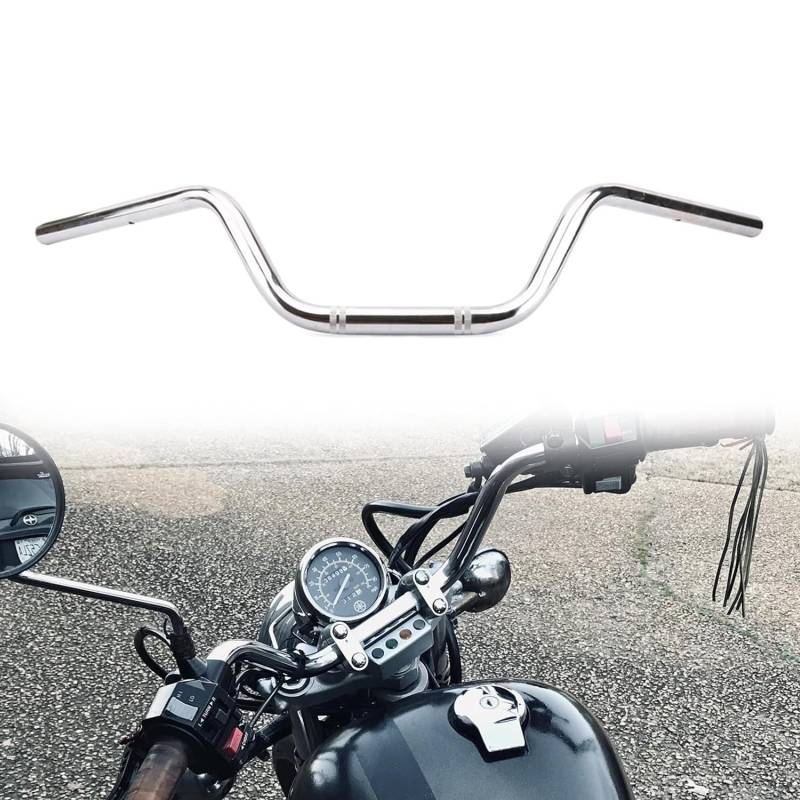 AnXin Motorrad 7/8 "Drag Lenker High-Rise-Tracker-Lenker Universal Für Sportster XL 883 1200 Cruiser Bobber Custom Chopper Softail Dyna Tour Glide Road CG125 Chrom von AnXin