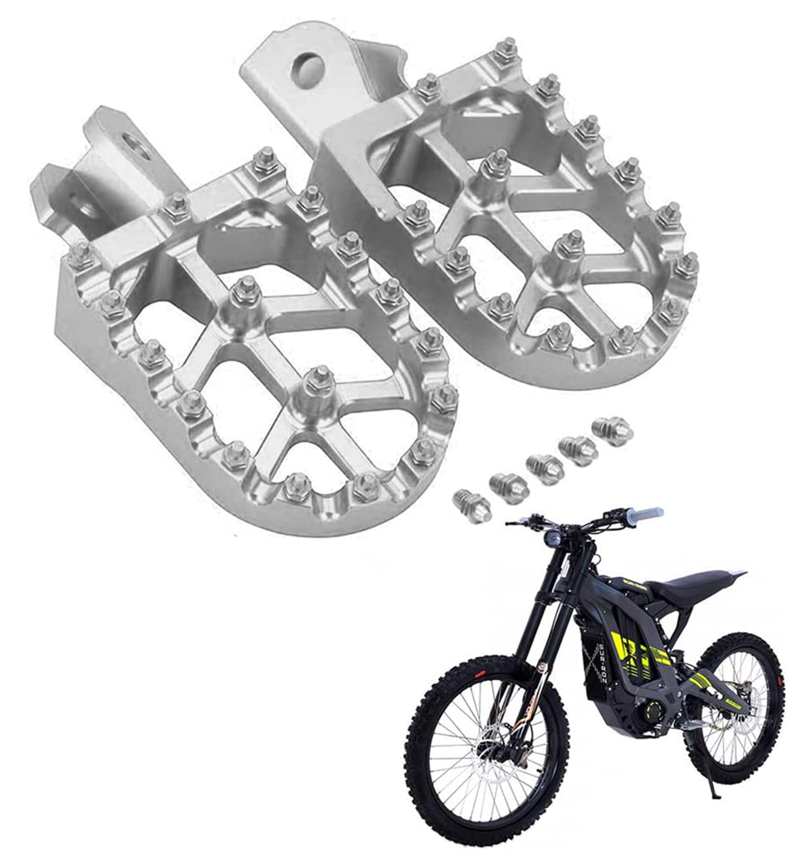 AnXin Dike Fahrrad-Fußrasten, Motorrad-Fußrasten, CNC, für Surron/Light Bee/Sur Ron S/Sur Ron X/X160/X260 CRF150F CRF230F 2003–2017 – Silber von AnXin