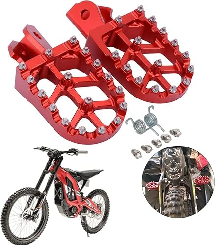 Dirt Bike Fußrasten Motorrad Fußrasten Fußpedale Auflagen CNC für Sur Ron Light Bee S/X Segway X260 X160 CRF150F 2003-2019 CRF230F 2003-2019 Pit Bike Rot von AnXin