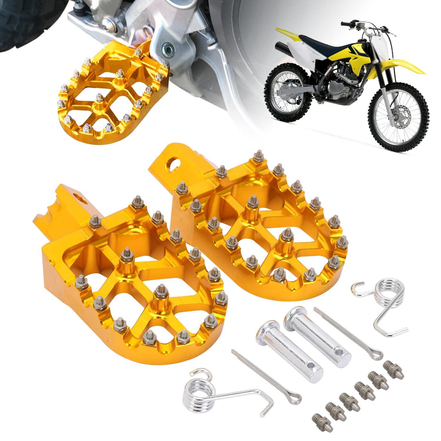 Fußrasten Fußrasten Pedale Universal CNC Bunte Für CRF XR 50 70 110 M2R SDG DHZ SSR KAYO Pit Bike Motorrad,Gold von AnXin