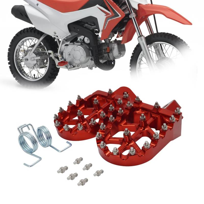 Motorrad-Fußrasten für TW200 PW50 PW80 TTR90 CR/CRF/XR 50/70/80/100/110 KLX110 Motocross-Rot von AnXin