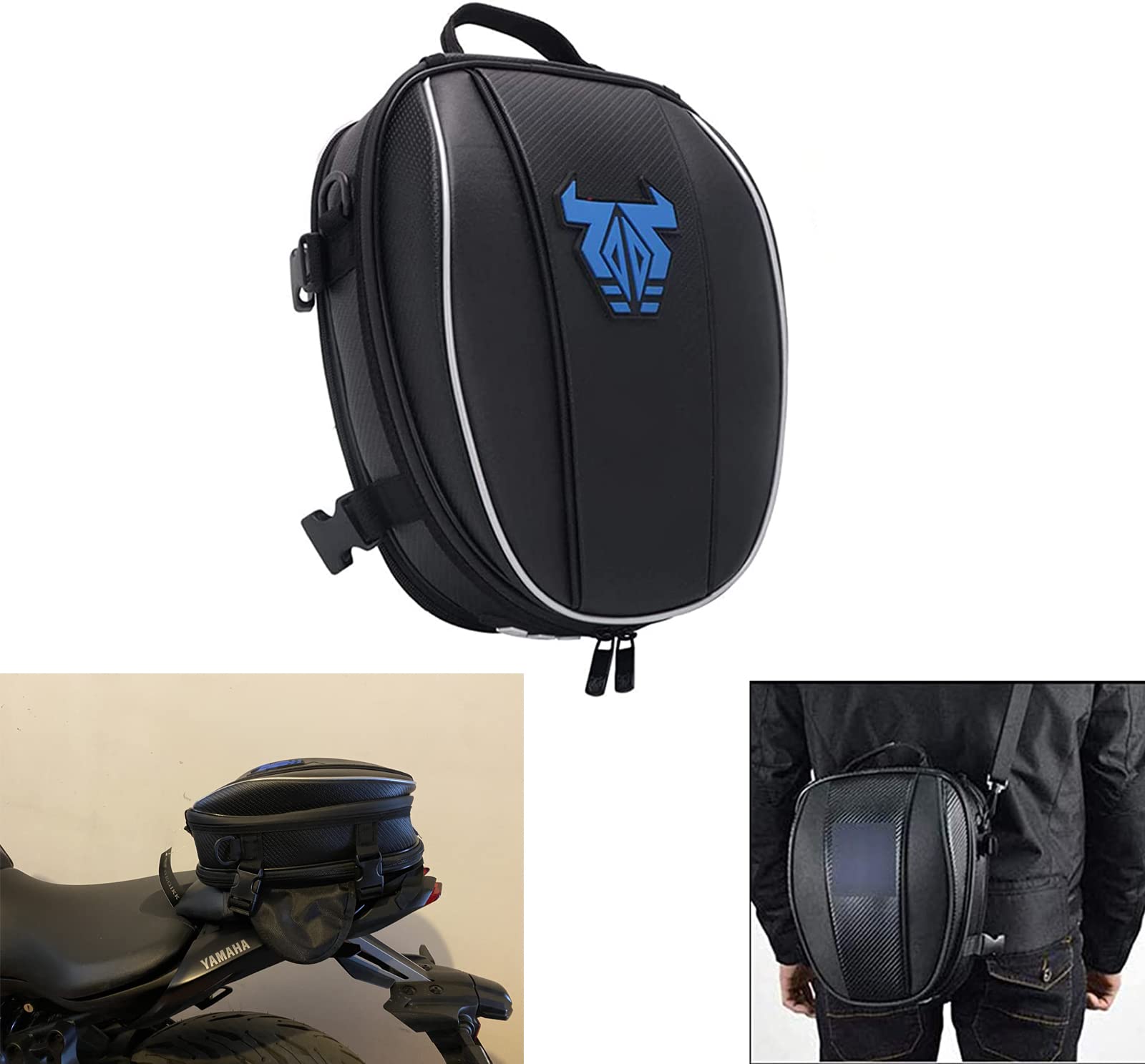 AnXin Wasserdichter Motorrad-Rucksack aus Mikrofaser, multifunktional, blau von AnXin