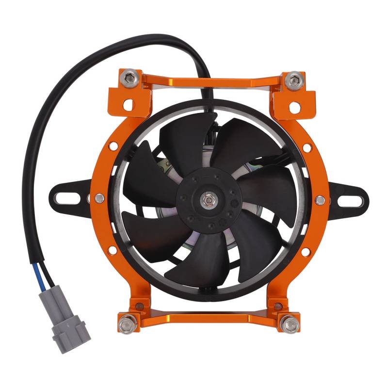 Motorrad-Ventilator, elektrischer Kühlerlüfter, universell für chinesische 200 cc 250 cc Quad ATV 4 Räder Go Kart Dirt Pit Motorrad UTV – mit orangefarbener Halterung von AnXin