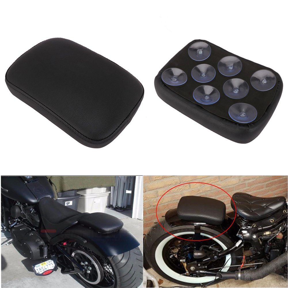 Rechteckiger Pillion Beifahrersitz, 8 Saugnäpfe für Custom Chopper Cruiser XL883 XL1200 X48 X72, Schwarz von AnXin