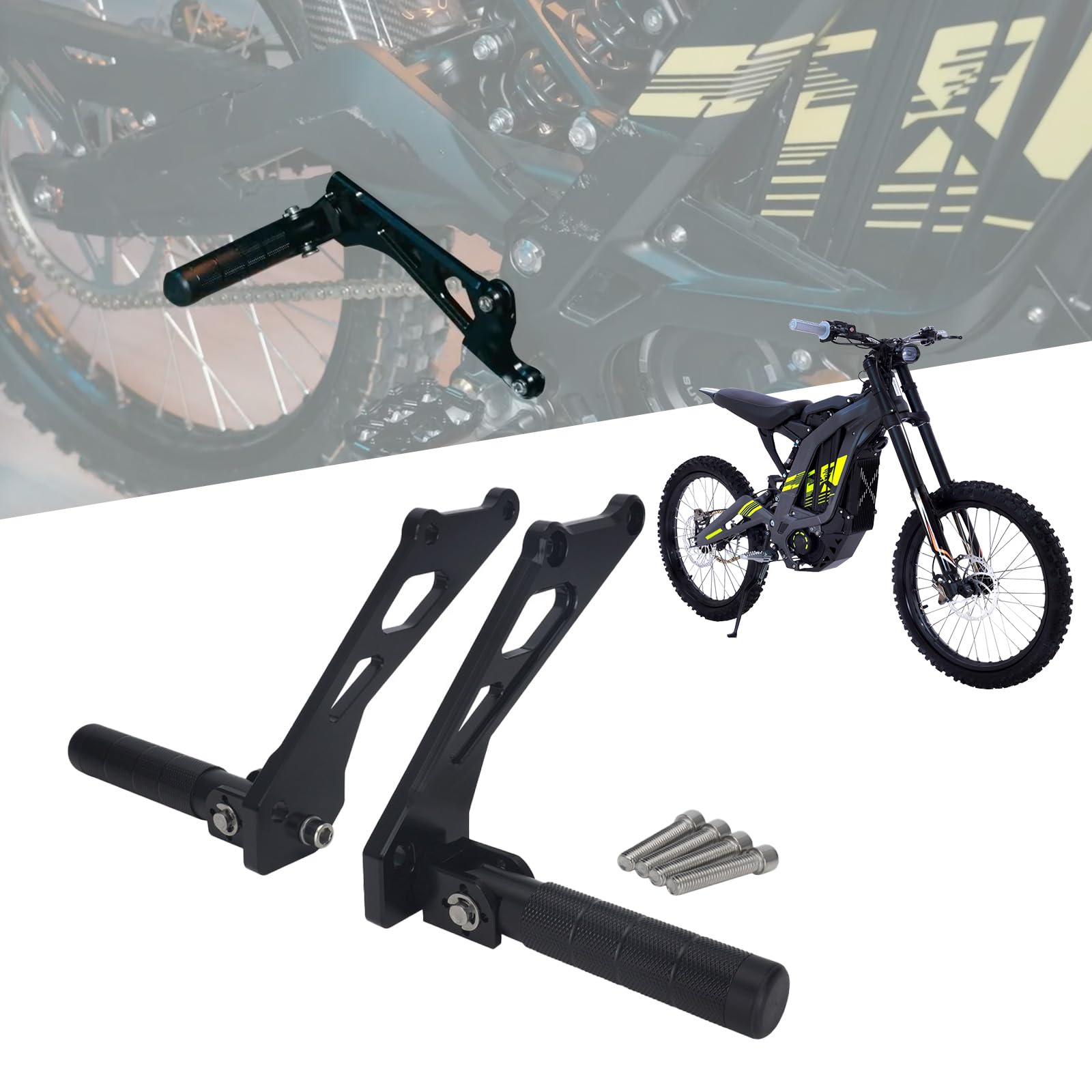 Surron Hintere Fußrasten Kit Sur Ron Fußpedale Auflagen mit Halterung für Elektro Dirt Bike Surron/Sur Ron S/Sur Ron X/Sur Ron L1E/X160/X260 Schwarz von AnXin