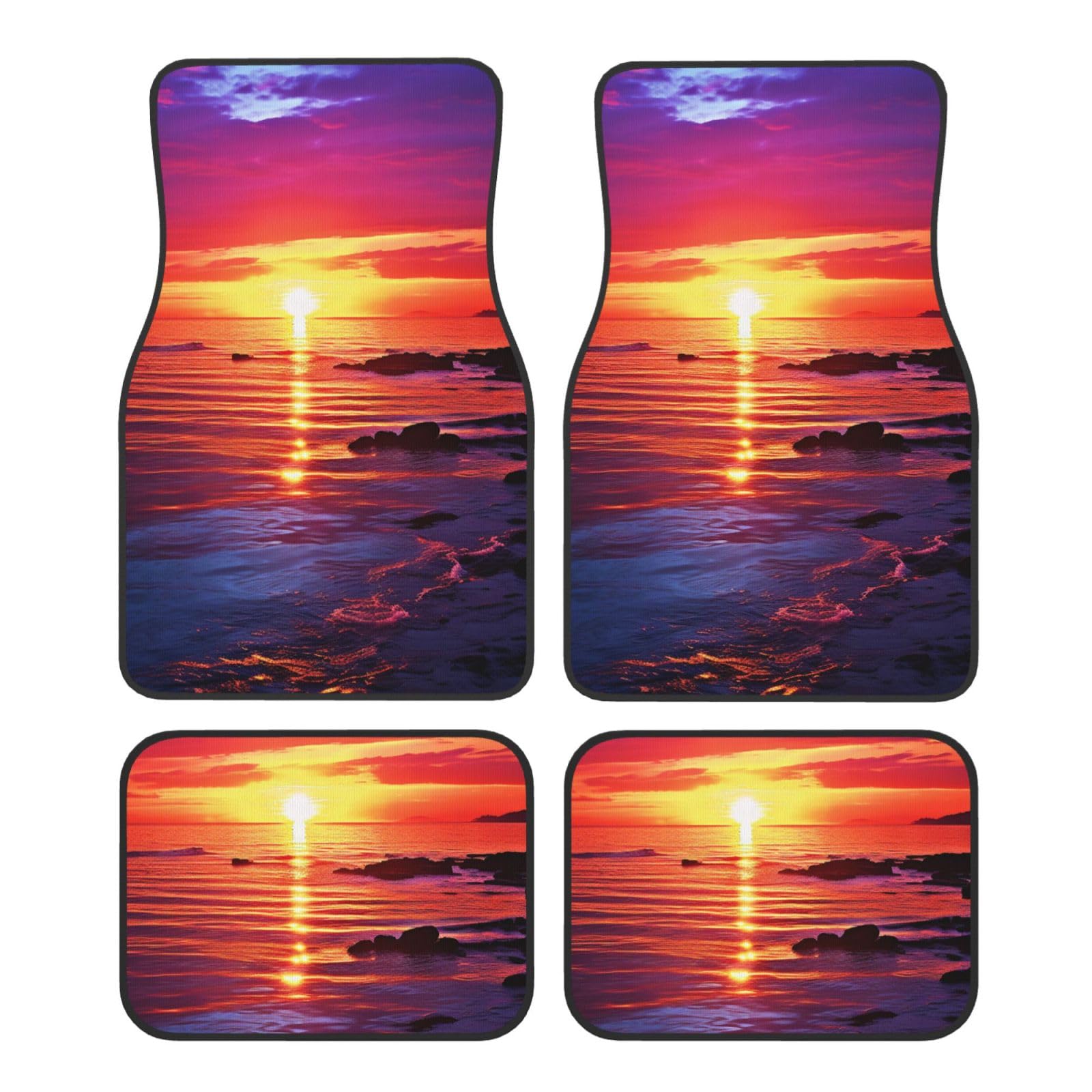 Auto-Fußmatten mit Motiv „Calm Sea Sunset, 4-teilig, universelle Auto-Fußmatten, „Calm Sea Sunset-Automatten-Set, Gummifußmatten für Autos, rutschfeste Auto-Fußpolster, Auto-Teppich-Dekor, Fersenpolst von Anceky