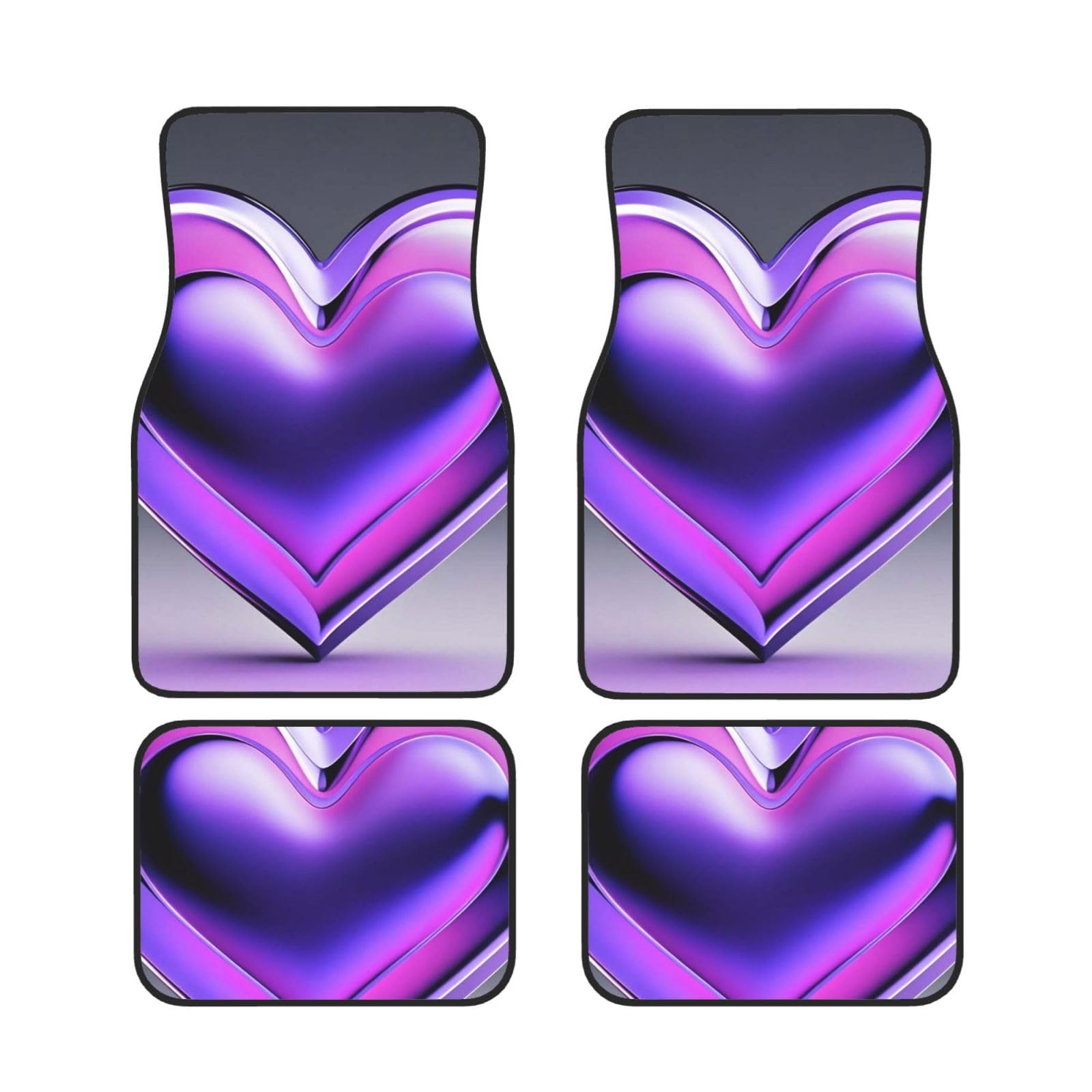 Purple Hearts Auto-Fußmatten, 4-teilig, universelle Auto-Fußmatten, Purple Hearts Automatten-Set, Gummi-Fußmatten für Autos, rutschfeste Auto-Fußpolster, Auto-Teppich-Dekor, Fersenpolster für die meis von Anceky