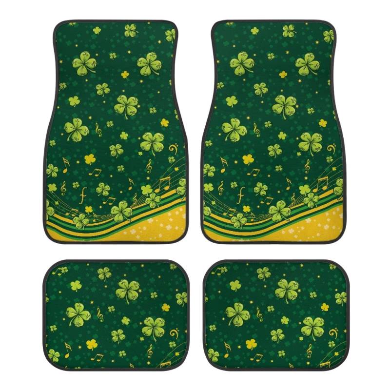 St. Patrick's Day Leaf Notes Fahrzeugteppiche vorne und hinten, Mattendruck St. Patrick's Day Leaf Notes, Autofußmatten vorne und hinten, Autofußmatten, Autobodenteppiche, universell einsetzbar, langl von Anceky