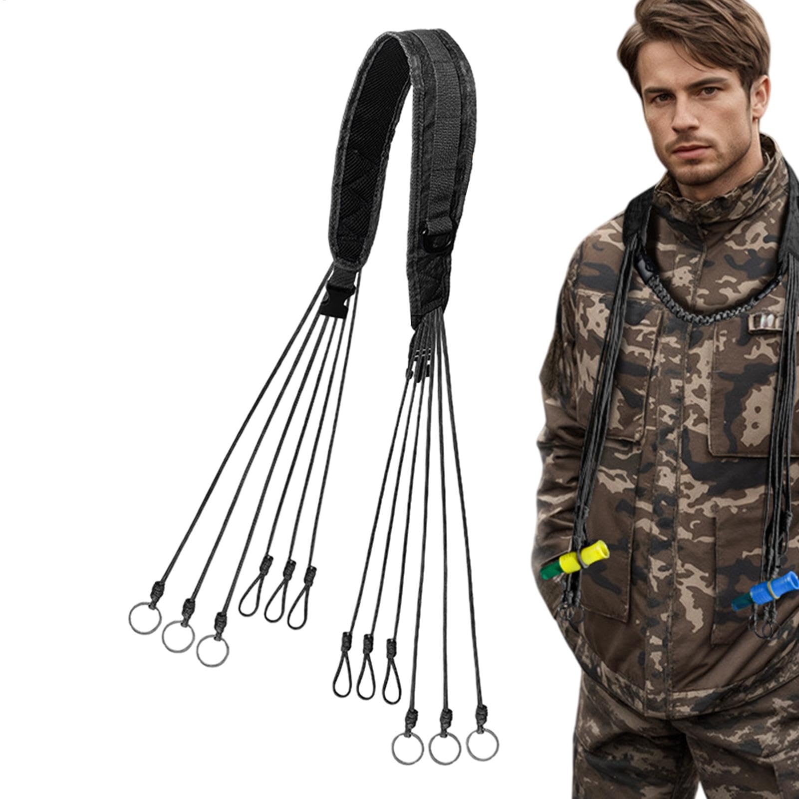 Entengurtträger, Duck Carrier Game Strap 12 Ringe Design Entenruf Pfeifen Lanyard Entenjagd Zubehör Verstellbares Jagdzubehör Für Eichhörnchen, Gänse, Vögel, Truthähne von Ancsttu