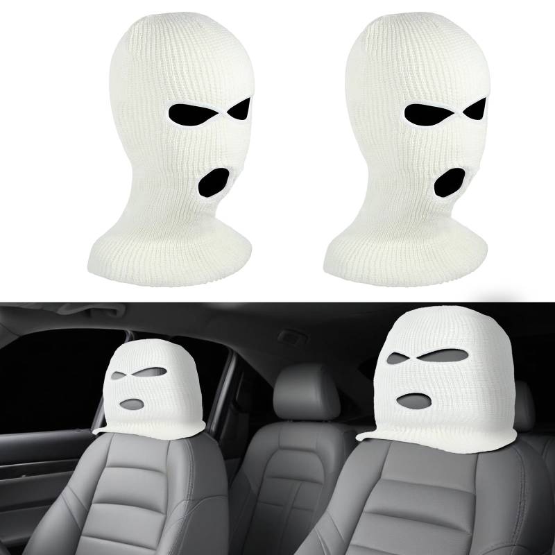 Andibro 2 Pcs Funny Headrest Covers for Cars, Personalized Automotive Seat Face Mask, Spoof Face Car Headrest Cover Protector Breathable Car Seat Head Rest Cover Funny Hat for Car Seat Headcover von Andibro