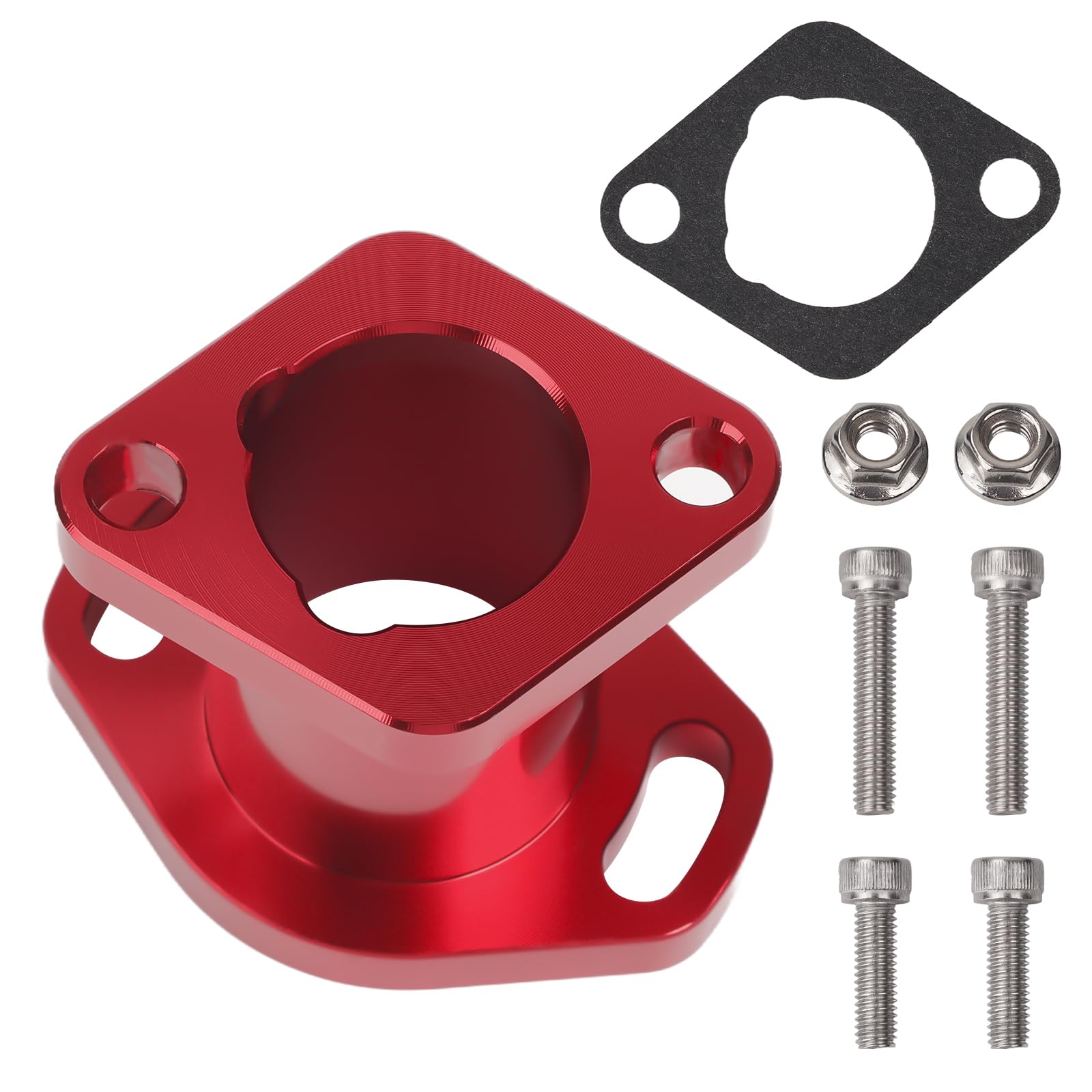 Andux Aluminium Ansaugrohr Ansaugkrümmer mit Dichtung Schraube für VM22/PZ19/PZ26 MT/JK-01 (Rot) von Andux