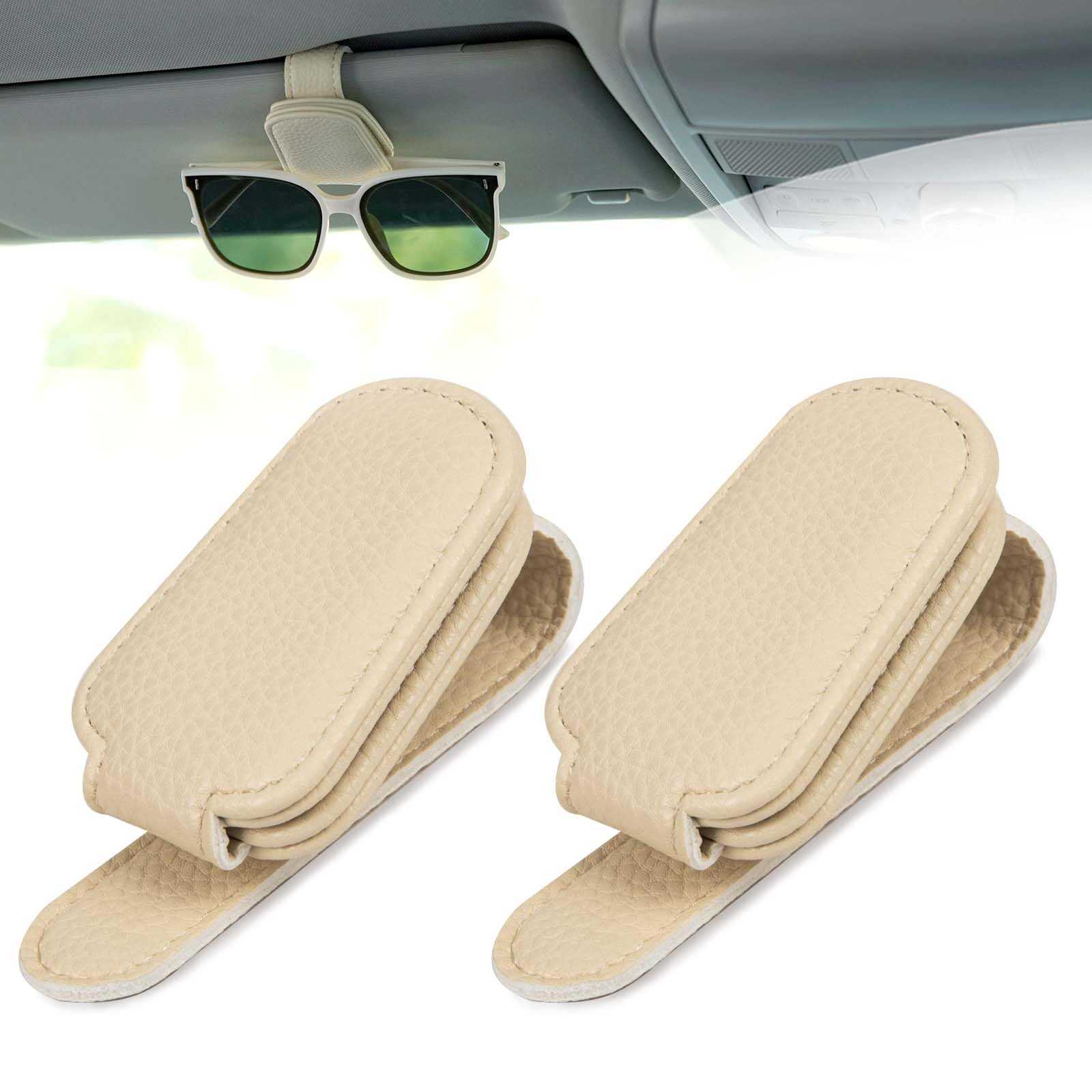 Anfly 2 Stück Sonnenbrillenhalter für Auto Sonnenblende magnetischer Brillenhalter Clip Brillen Aufhänger Halterung für Auto Beige von Anfly