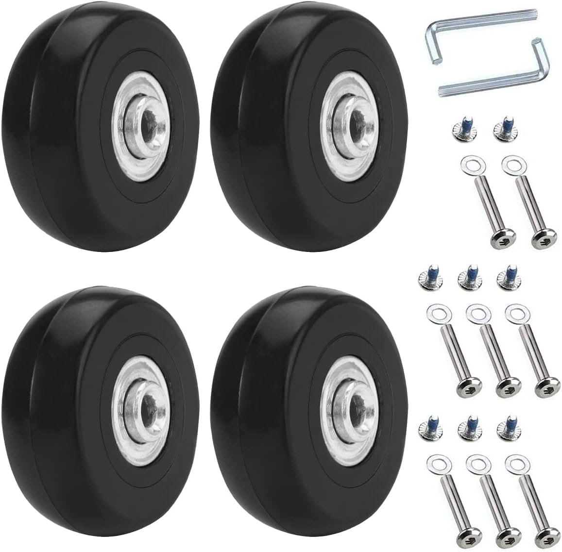 4 Stück Kofferrollen Ersatzrollen,Universal Gepäck Koffer Ersatzräder,Ersatz Wheels,50 x 18mm Gummi Gepäckkoffer Koffer,Trolley Ersatzrollen von Angaekkot