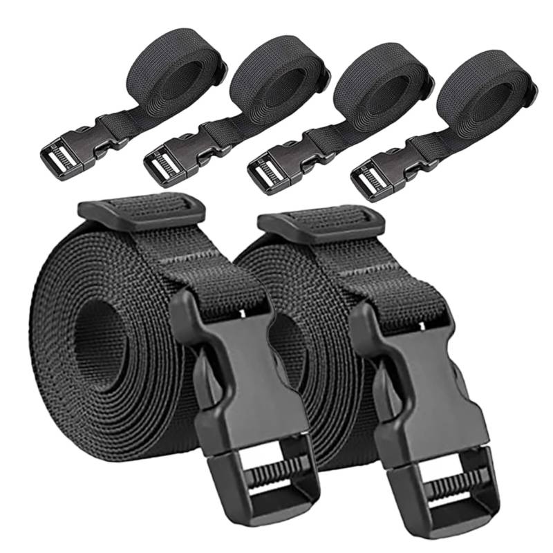 6st Outdoor-gepäckgurte Verstellbare Gepäckgurte Outdoor-koffergurte Tri-Glide-träger Lagergurt Gurte Für Gepäck Schnallenriemen Verstellbar Zurrgurt Kunststoffschnalle Nylon Black Angoily von Angoily