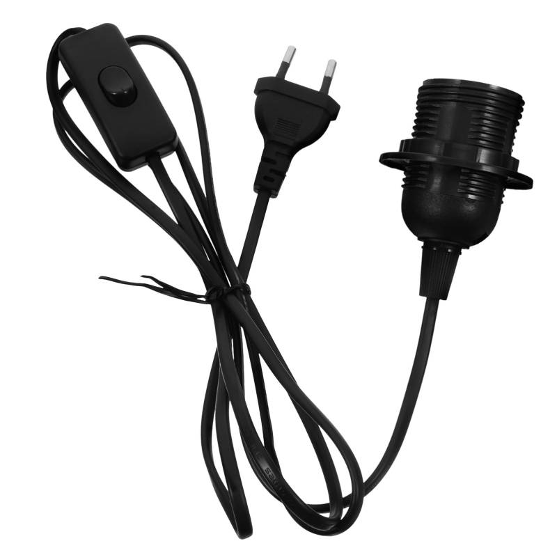 Angoily Verlängerungskabel Mit E14 Lampenfassung Und Ein/Aus Schalter Schwarzes Kabel Für Innenbeleuchtung EU Stecker Geeignet Für AC220 von Angoily