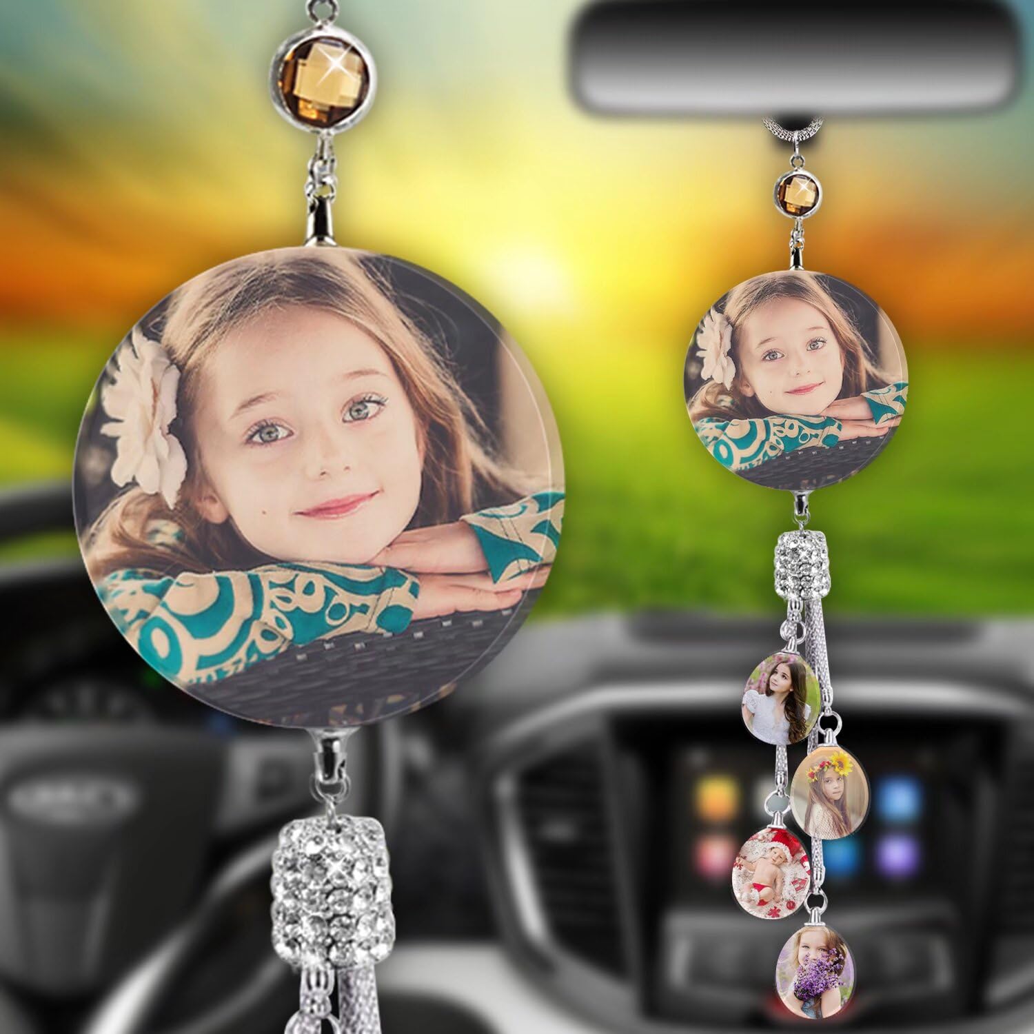 Personalisierte Ornament - Foto Autozubehör hängende Rückspiegel Charm Ornament, personalisierte Custom Auto Rückspiegel Charm Memorial, Auto Dekor - Memorial Ornament von Angry Egg Boy