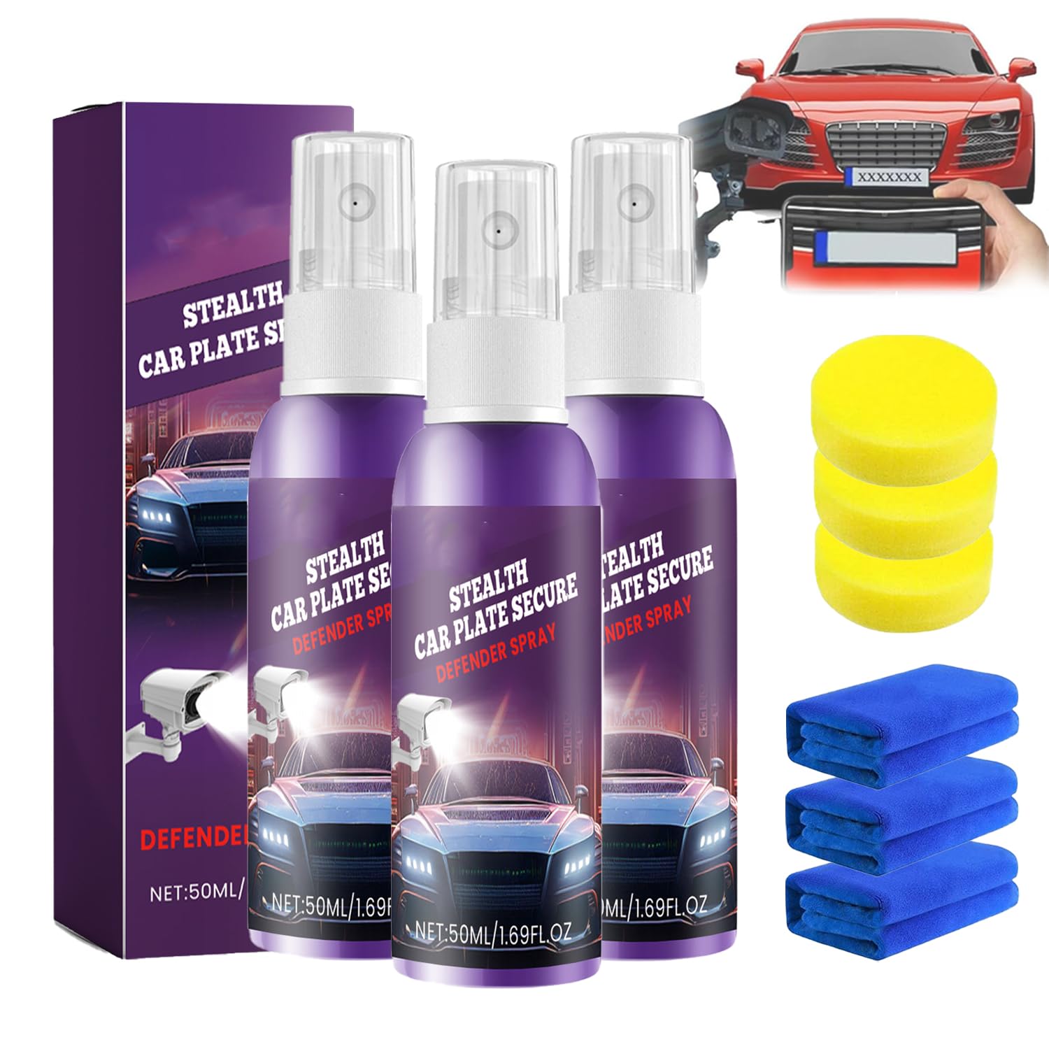 Unsichtbares Autokennzeichenspray,Unsichtbares Kennzeichenspray,Kennzeichenkamera-Blockerspray,Kennzeichenspray gegen Kameras, Kennzeichenspray für Kameras (3PCS) von Ankepw