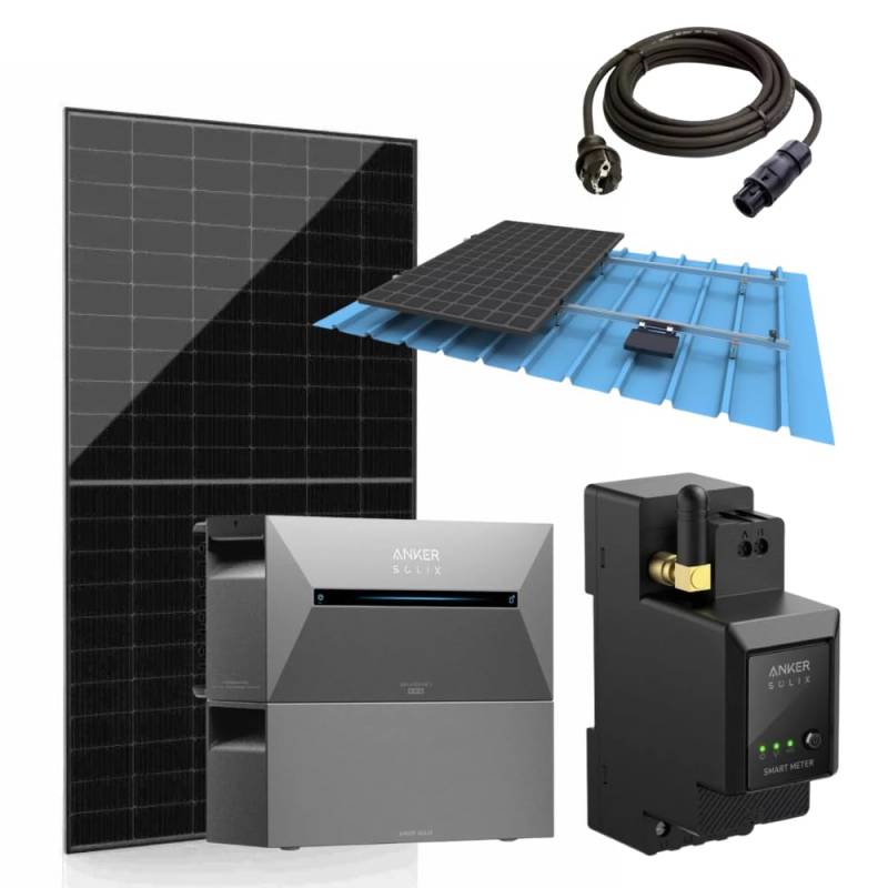 2000W Balkonkraftwerk mit Anker Solix Speicher 3,2 kWh – Anker SOLIX 2 E1600 PRO Solarbank All-in-One - Solaranlage inkl. Komplettset - einfache Montage (Montagepaket Stockschraube) von Anker Solix