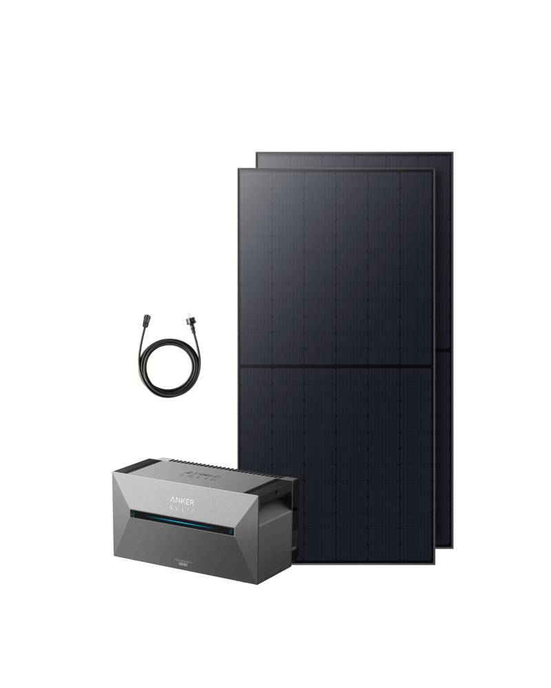 Anker SOLIX Balkonkraftwerk mit Speicher (1080W | 1600Wh), Solarbank 2 E1600 Pro 1600Wh Speicher für Balkonkraftwerk, 2× RS50B Solarpanel (540W), 4 MPPT, 1000W AC, Plug&Play von Anker